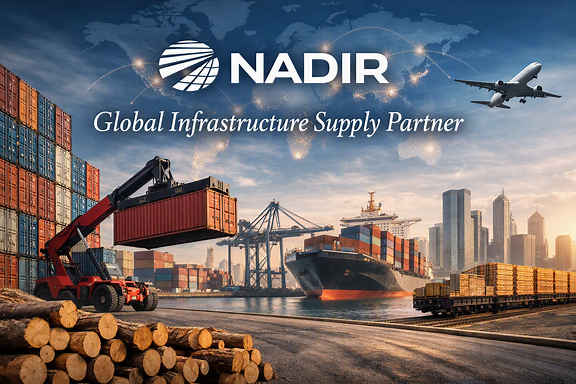 Timber, containers, shipping, and logistics supporting construction projects.